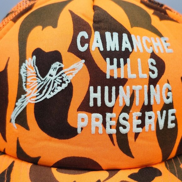 Camanche Hills Hunting Preserve Orange Camo Snapback Trucker Hat Drystone - Picture 2 of 11